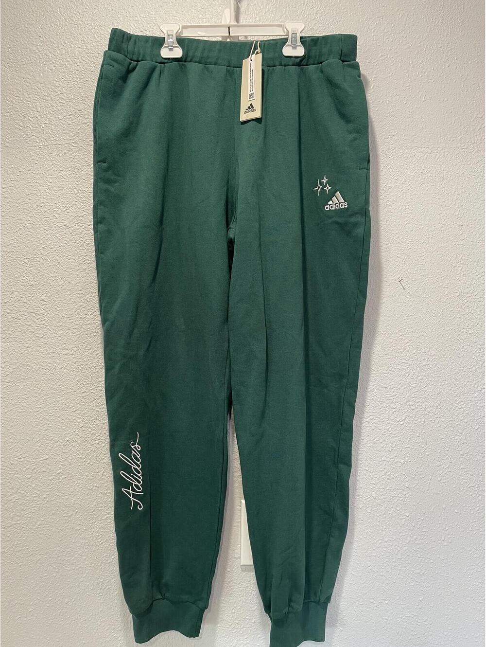 Adidas Green Jogger Sweatpants with Embroidered Logo and P.O